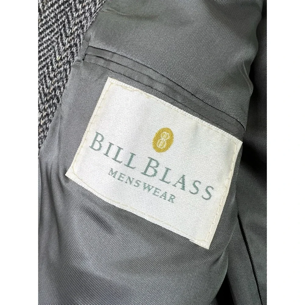 Bill Blass Blazer Mens 44 Wool Herringbone Sport Coat Jacket Made‎ USA Classic
